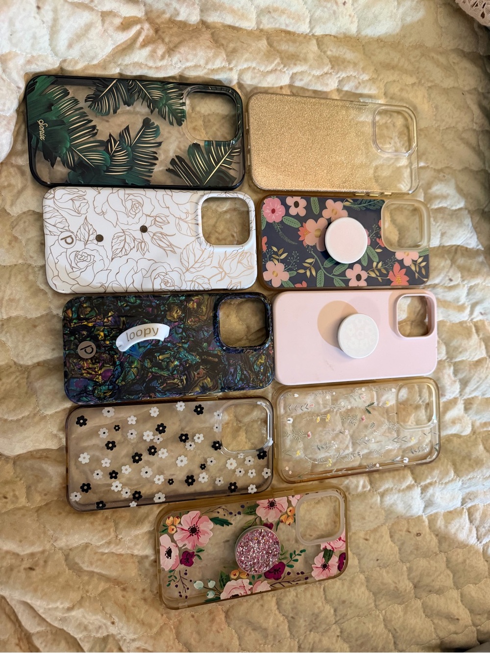 Assorted Floral & Patterned Pink, Gold, Green, White Phone Case Collection